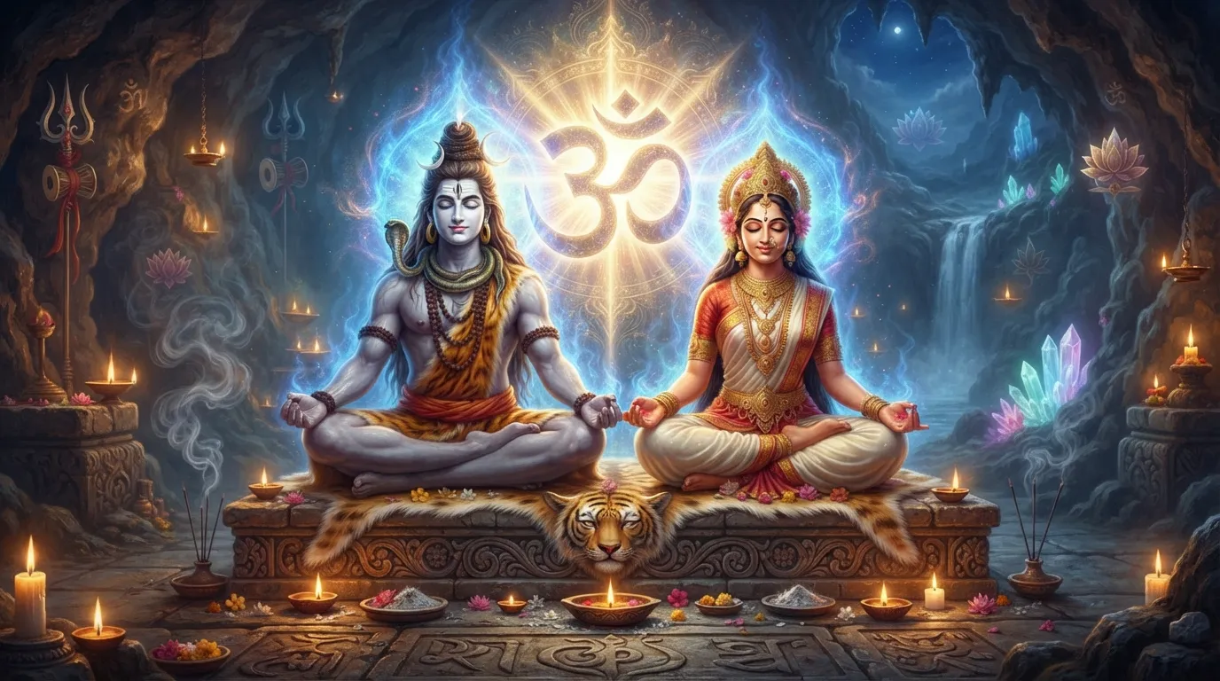 Meditative Shiv Parvati images love showcasing spiritual unity and focus.