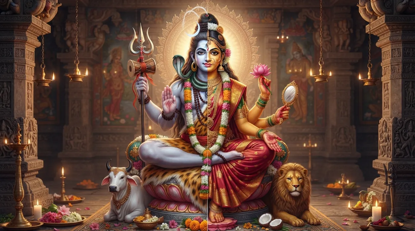 Ardhanarishvara concept in Shiv Parvati Shivratri images collection.