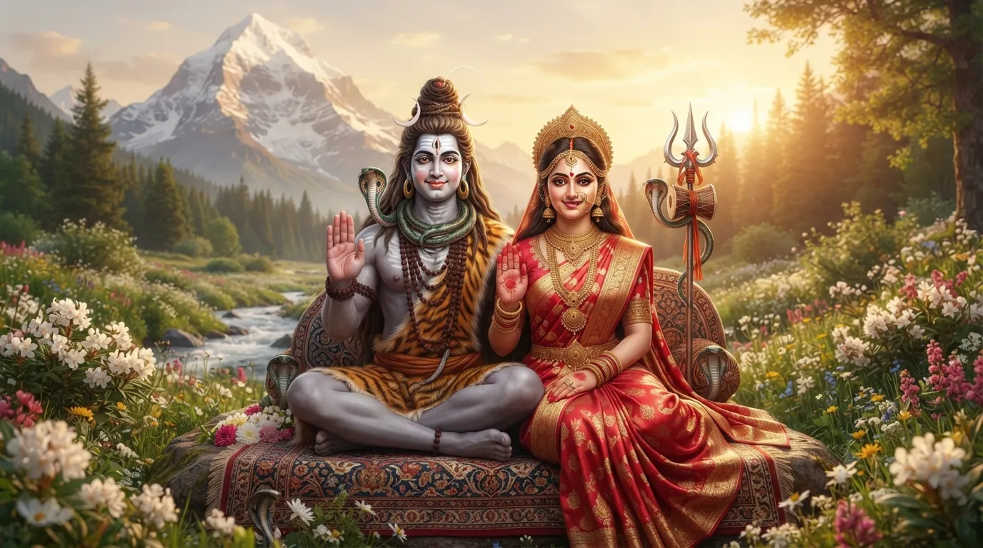 Beautiful bholenath ke photos with Goddess Parvati in divine blessings
