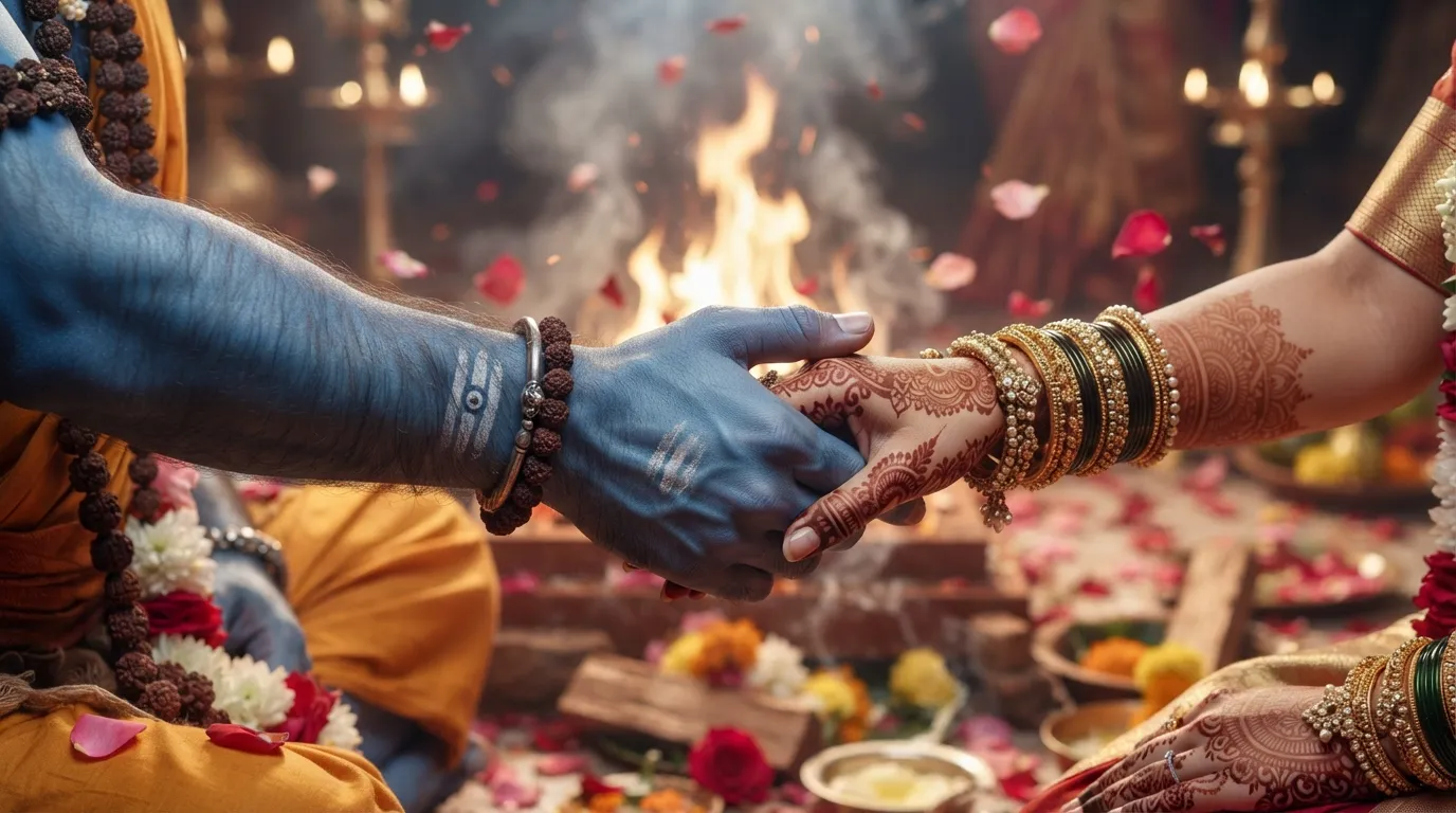 Close up of Shiv Parvati images love showcasing their sacred marital bond.