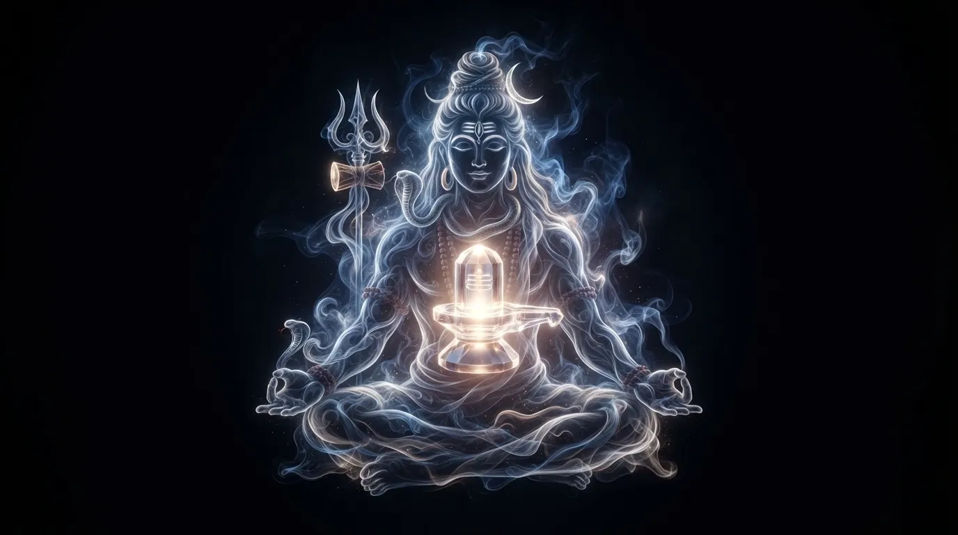 3D abstract glowing shiv shankar with shivling image