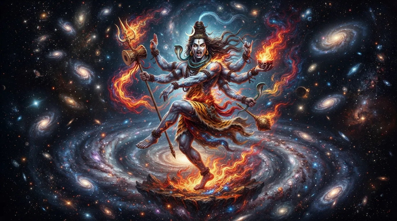 A powerful wallpaper photo Bholenath, depicting Lord Shiva in his energetic Tandava cosmic dance.