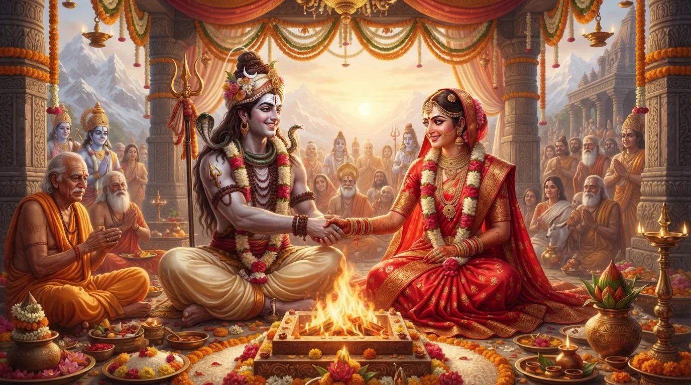 Shiv Parvati marriage images real, capturing the beautiful wedding ceremony and their eternal union.