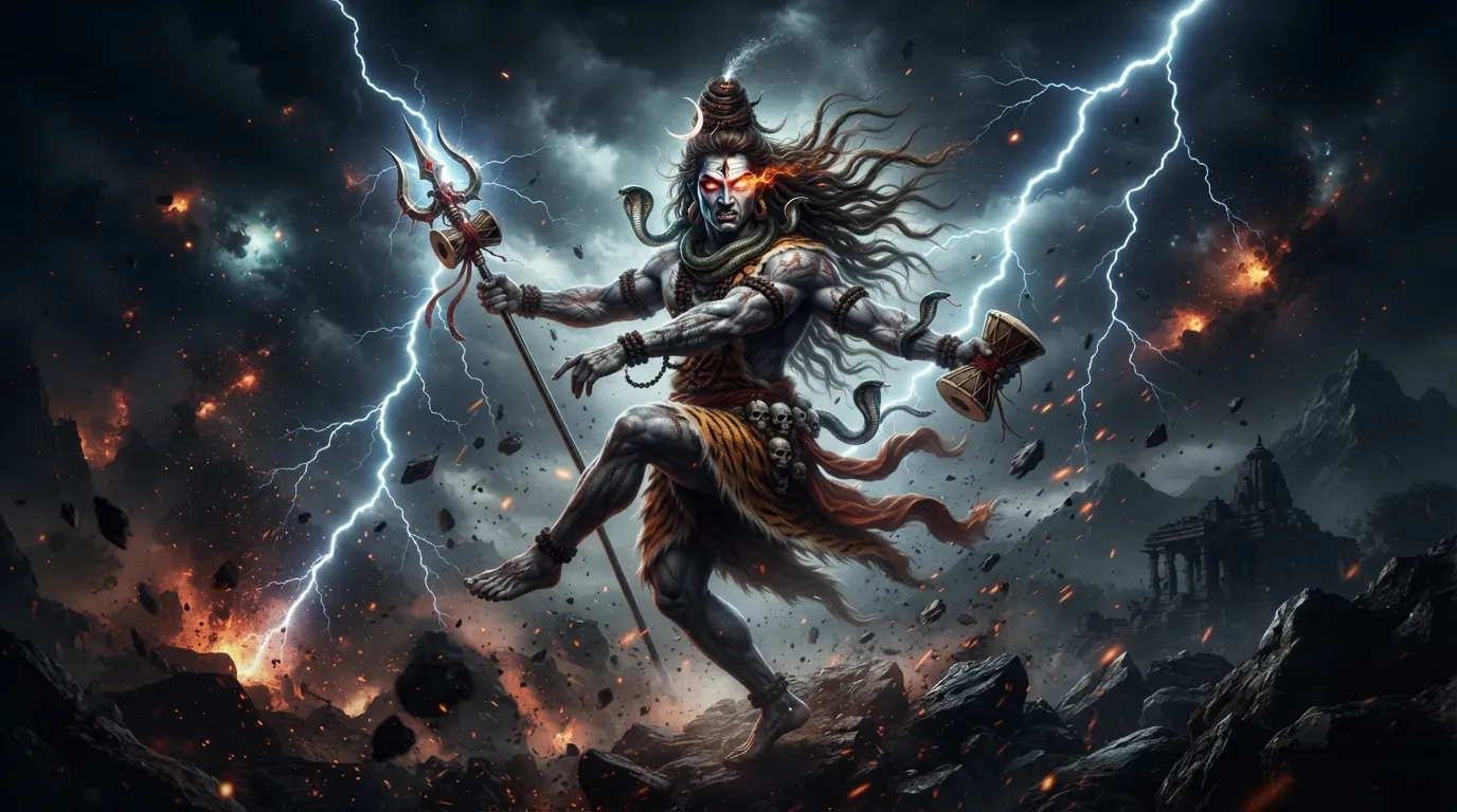 Angry Rudra avatar bhagwan bholenath ki photo with lightning