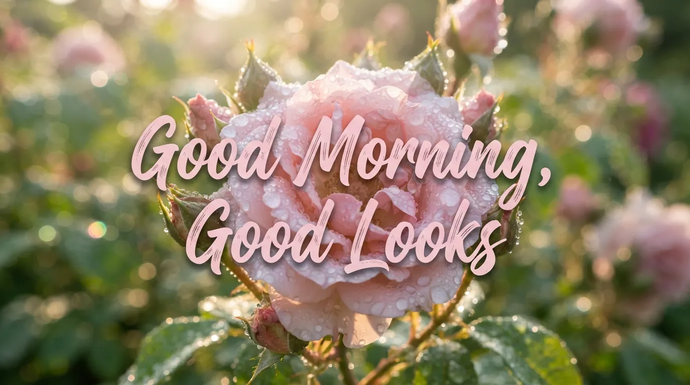 Fresh pink roses with morning dew drops under soft sunlight.