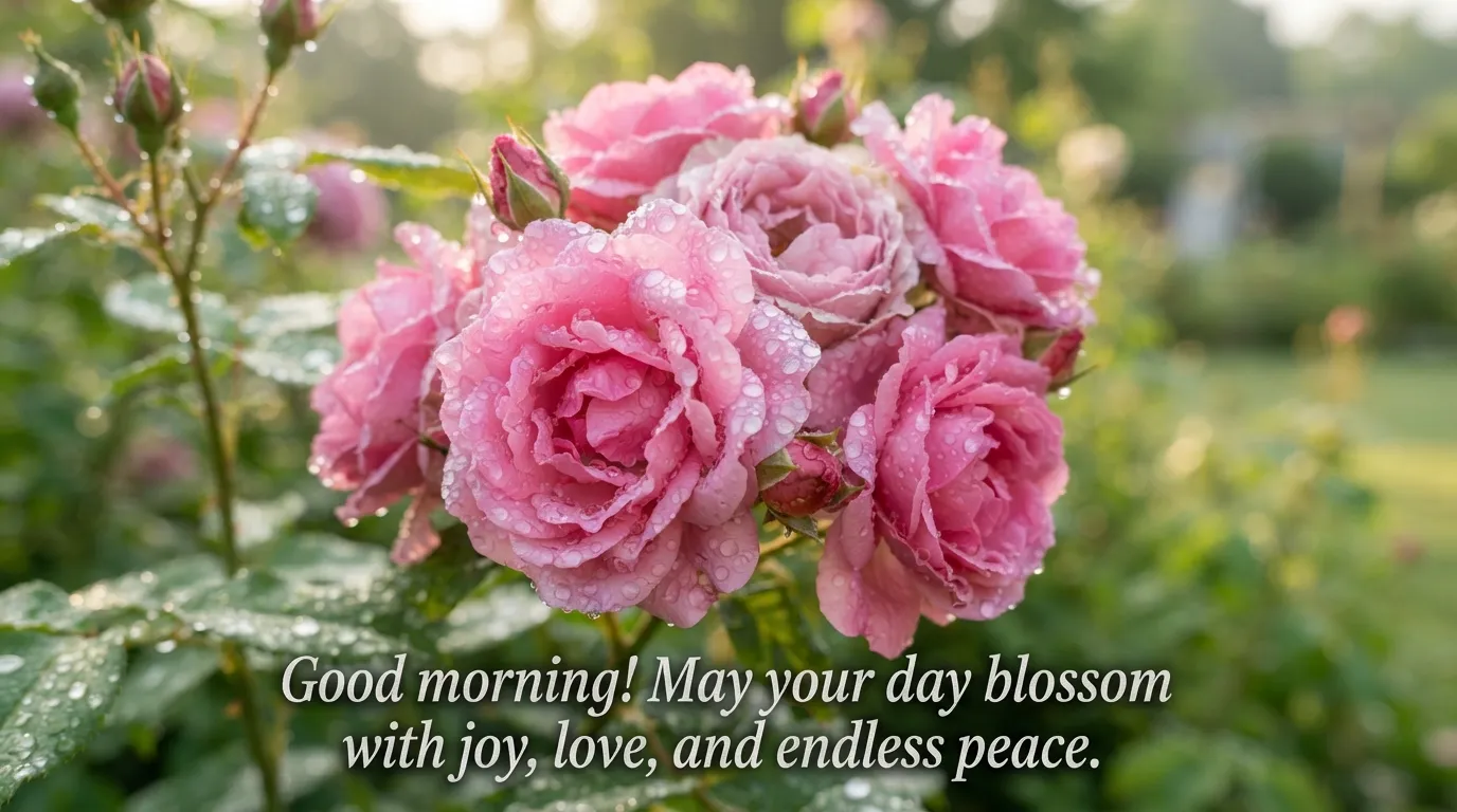 Close up of pink flowers with morning dew drops on petals. Close up of pink flowers with morning dew drops on petals.