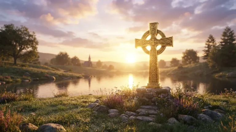 Good morning images god friday with golden cross and sunrise