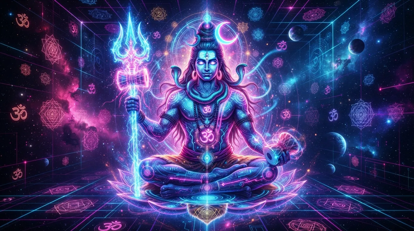 Modern futuristic cyberpunk style Baba Bholenath ki photo
