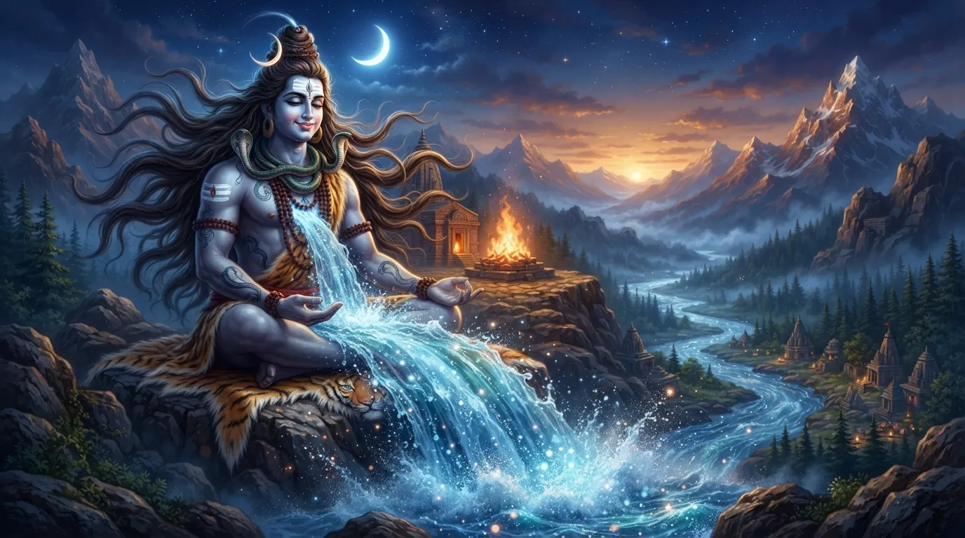 River Ganga flowing from Lord Shiva matted hair bholenath wallpaper photo