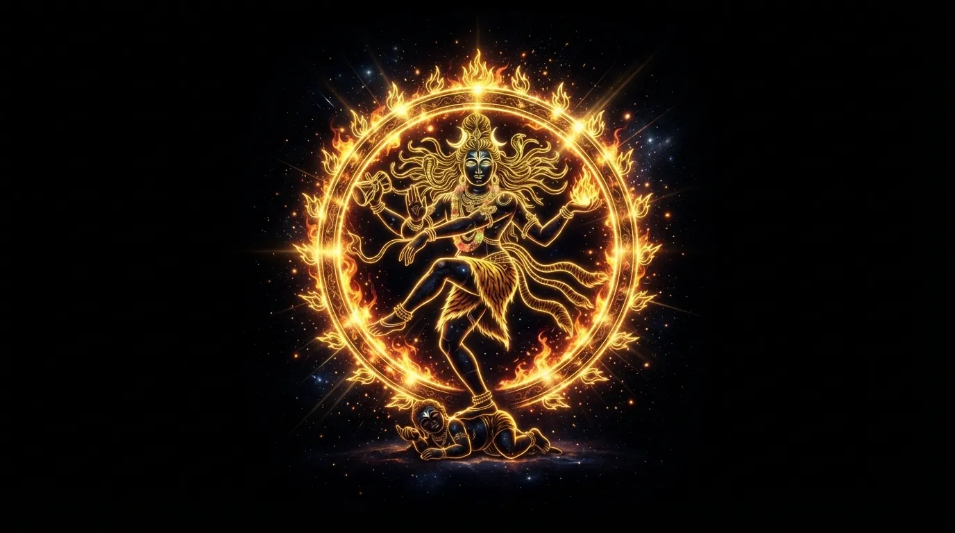 Golden glowing neon Nataraja images wallpaper for smartphone