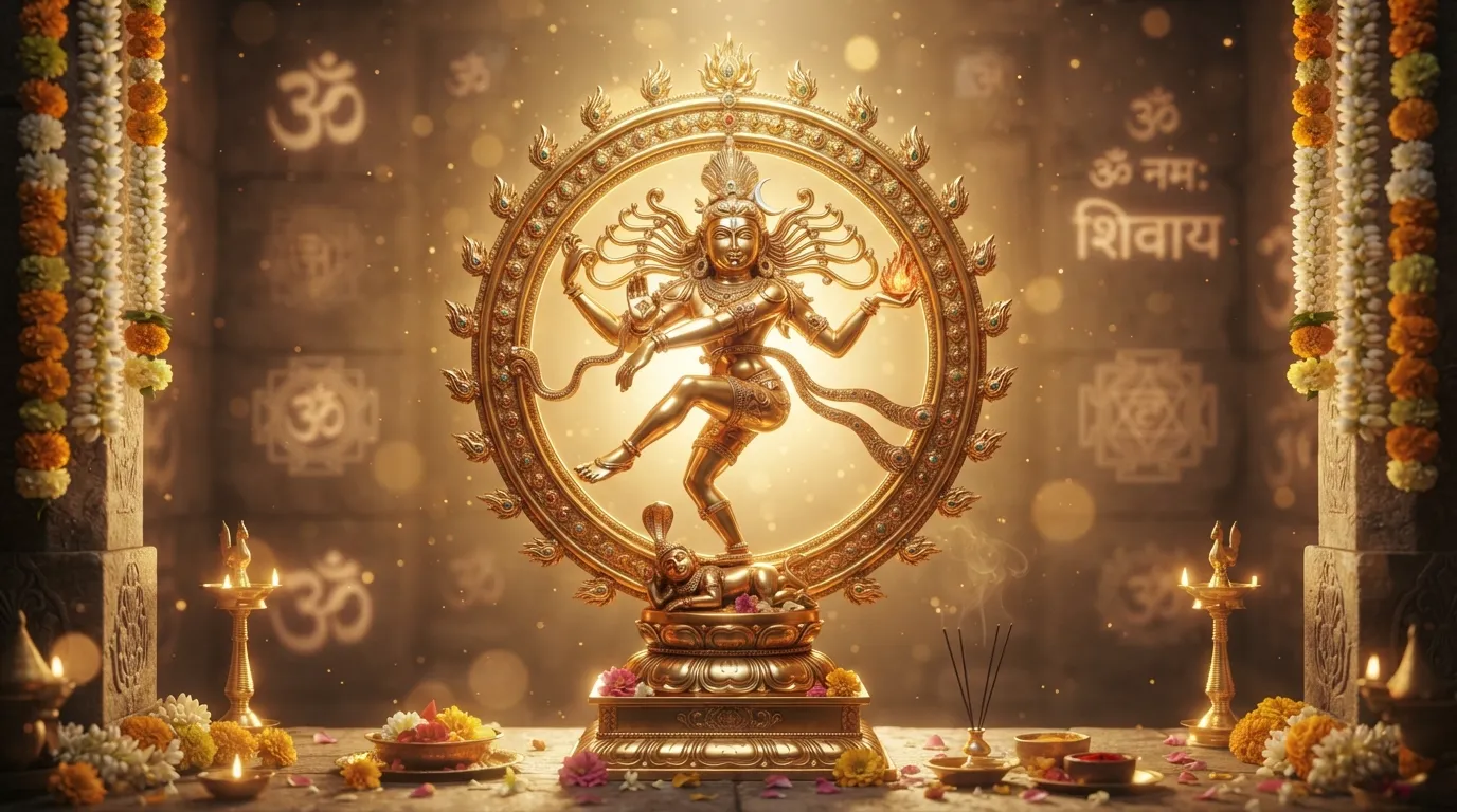Spiritual golden radiant god nataraja images for meditation and peace.