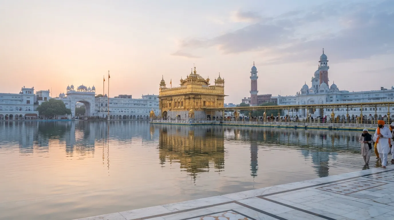 Golden Temple reflection at dawn good morning images god hd