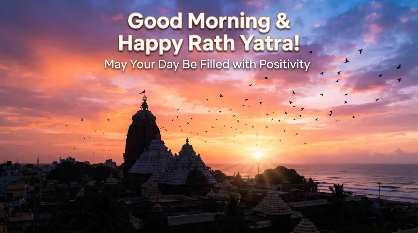 Morning devotional wishes photo for Rath Yatra
