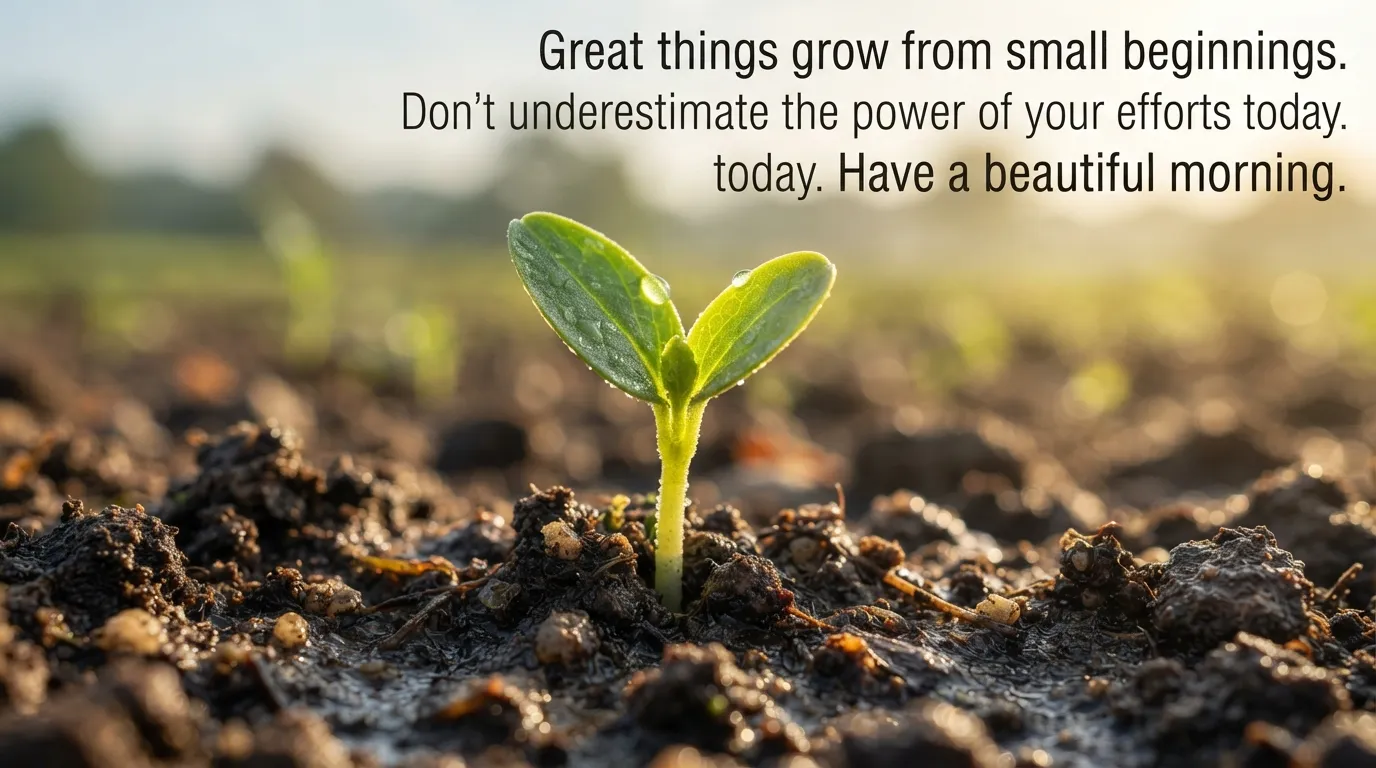 Thought good morning images showing a small sprout growing in sunlight.