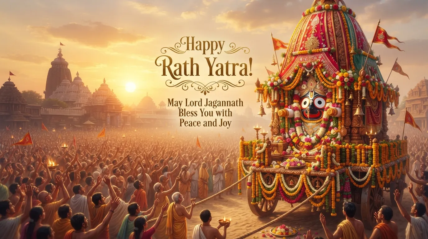 Lord Jagannath Rath Yatra blessing image with English wishes