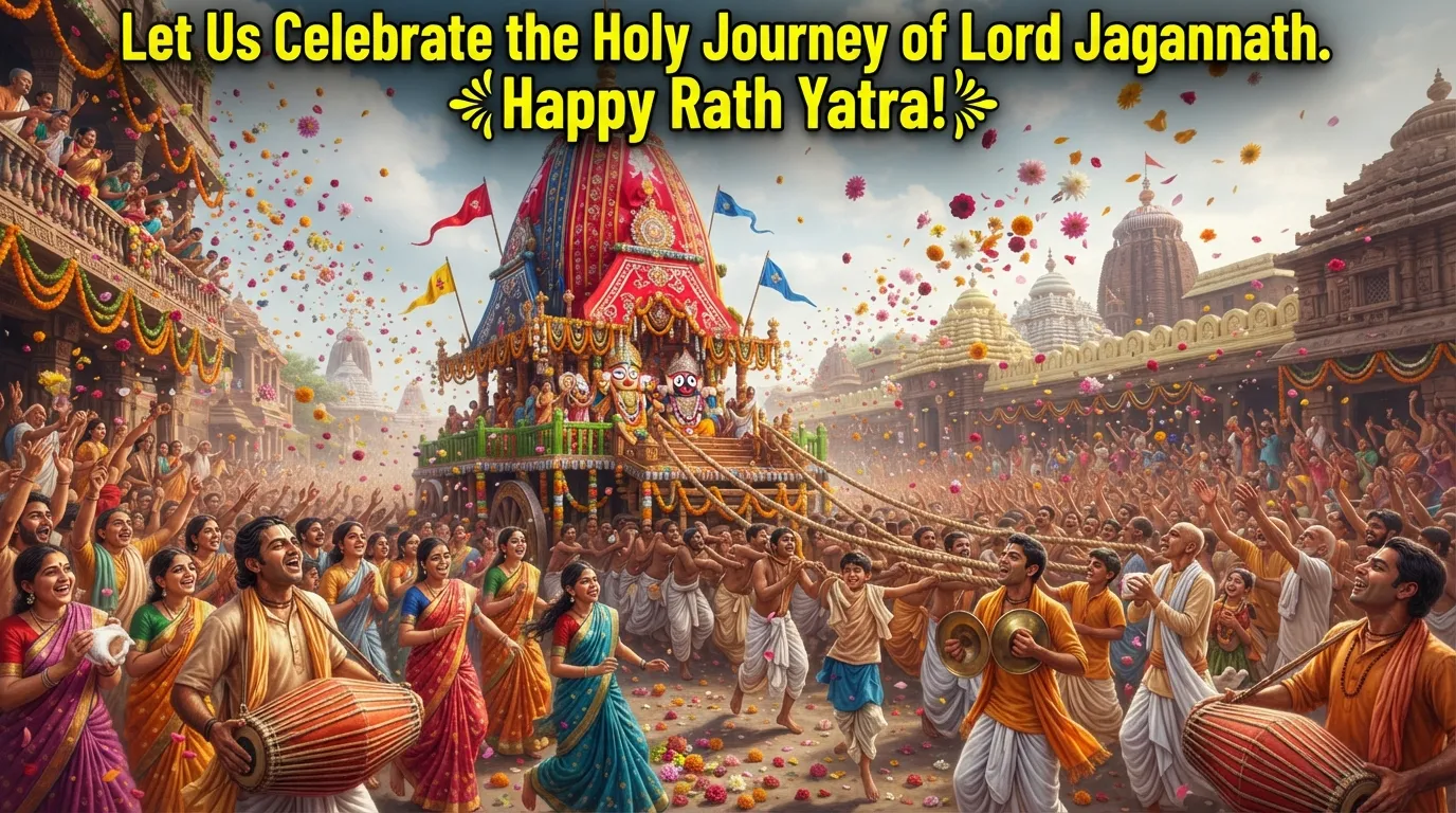 Holy journey of Lord Jagannath with devotees celebrating