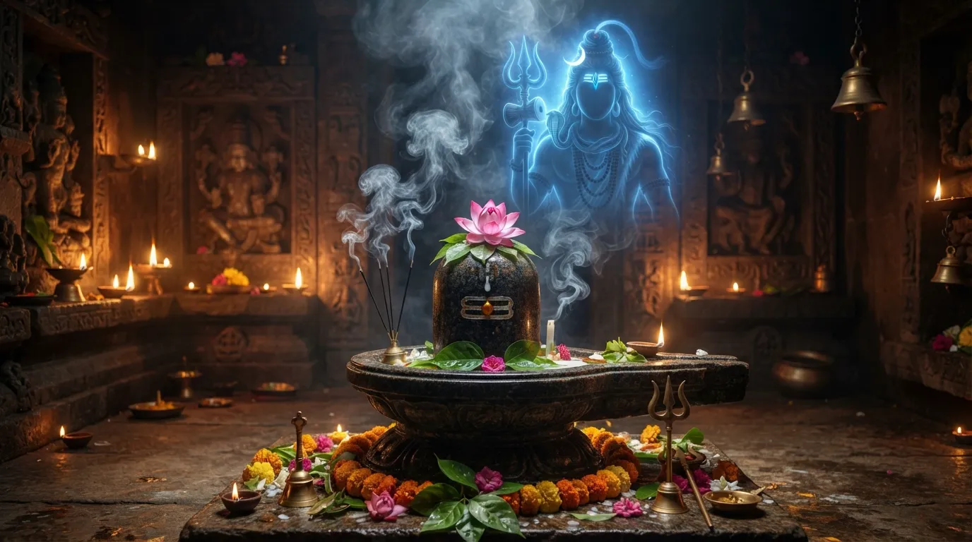 Divine Shivling background with Baba Bholenath ki photo shadow effect