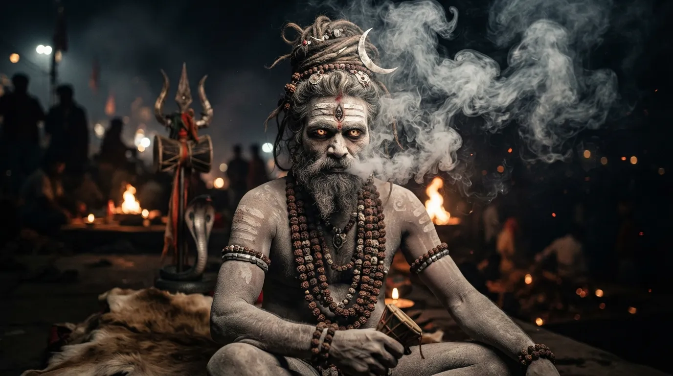 Intense spiritual look Baba Bholenath ki photo in Aghori form