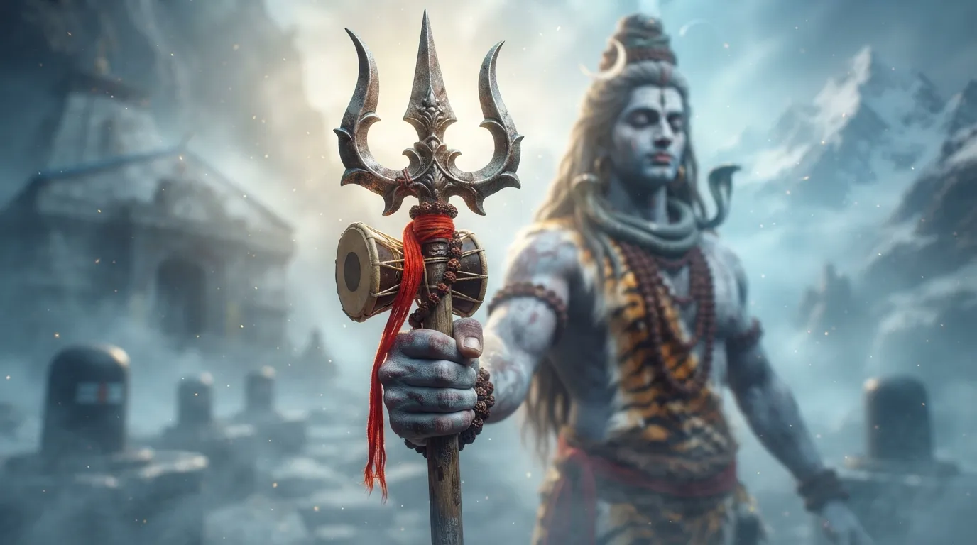 Bholenath holding Trishul and Damru HD 1080p photo for mobile