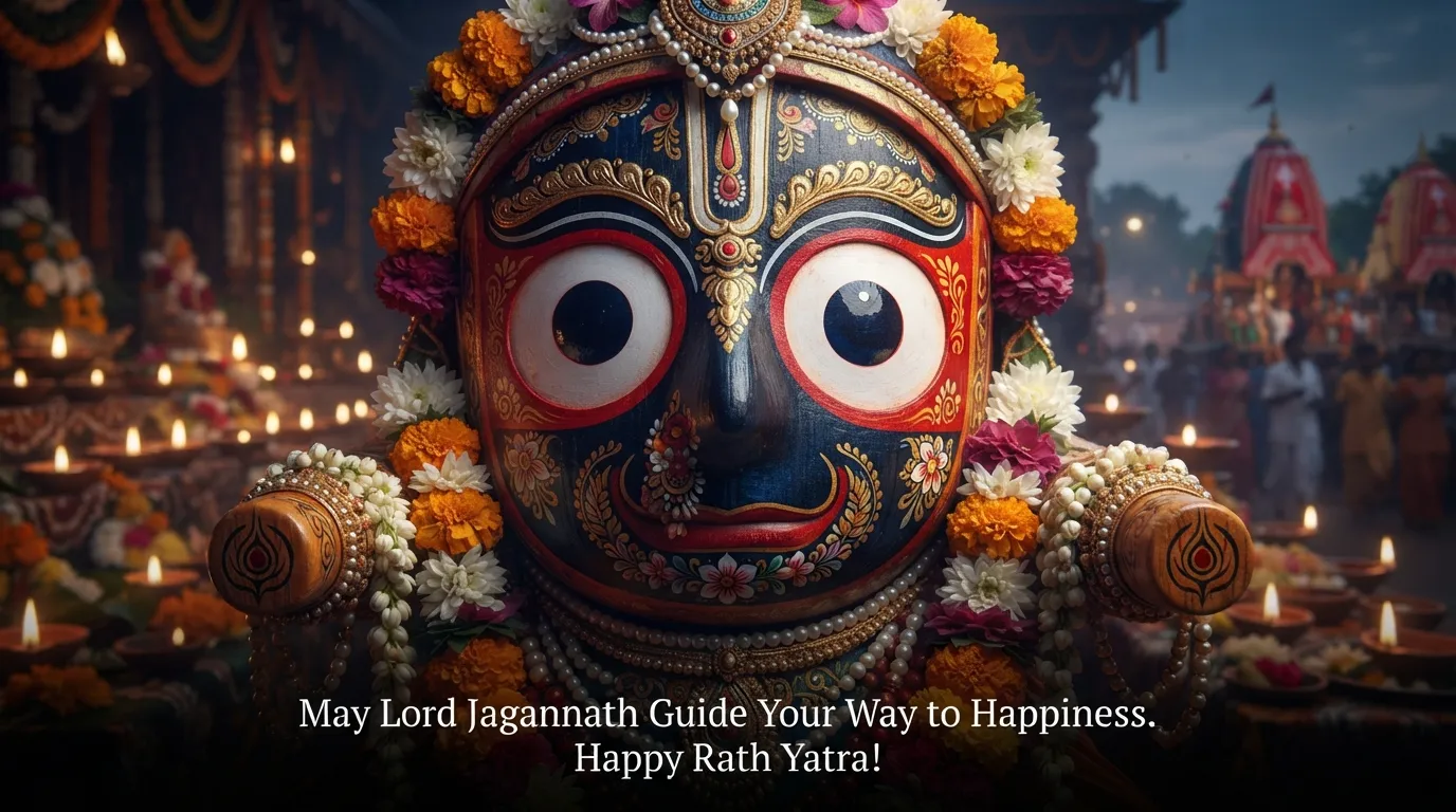 Lord Jagannath eyes close up artwork with happy wishes