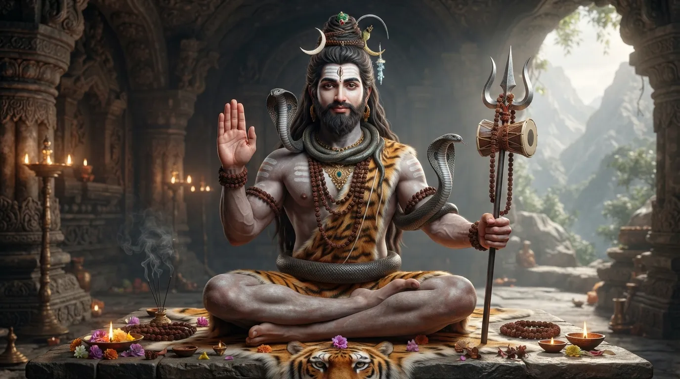 Lord Nataraja's front right hand in Abhaya Mudra symbolizing protection.