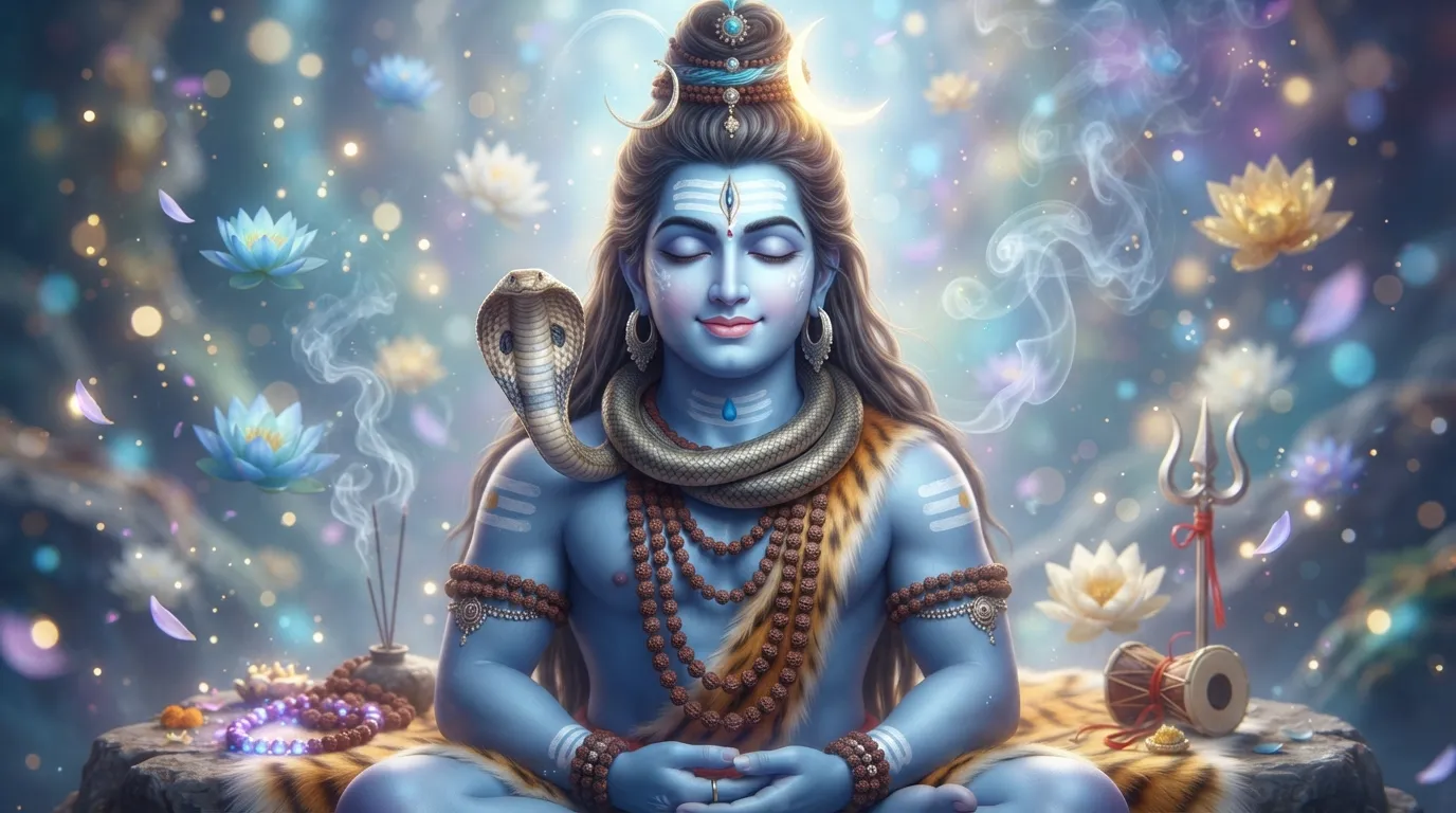 Beautiful blue-themed Bholenath photo hd wallpaper depicting the peaceful Nilkanth form.