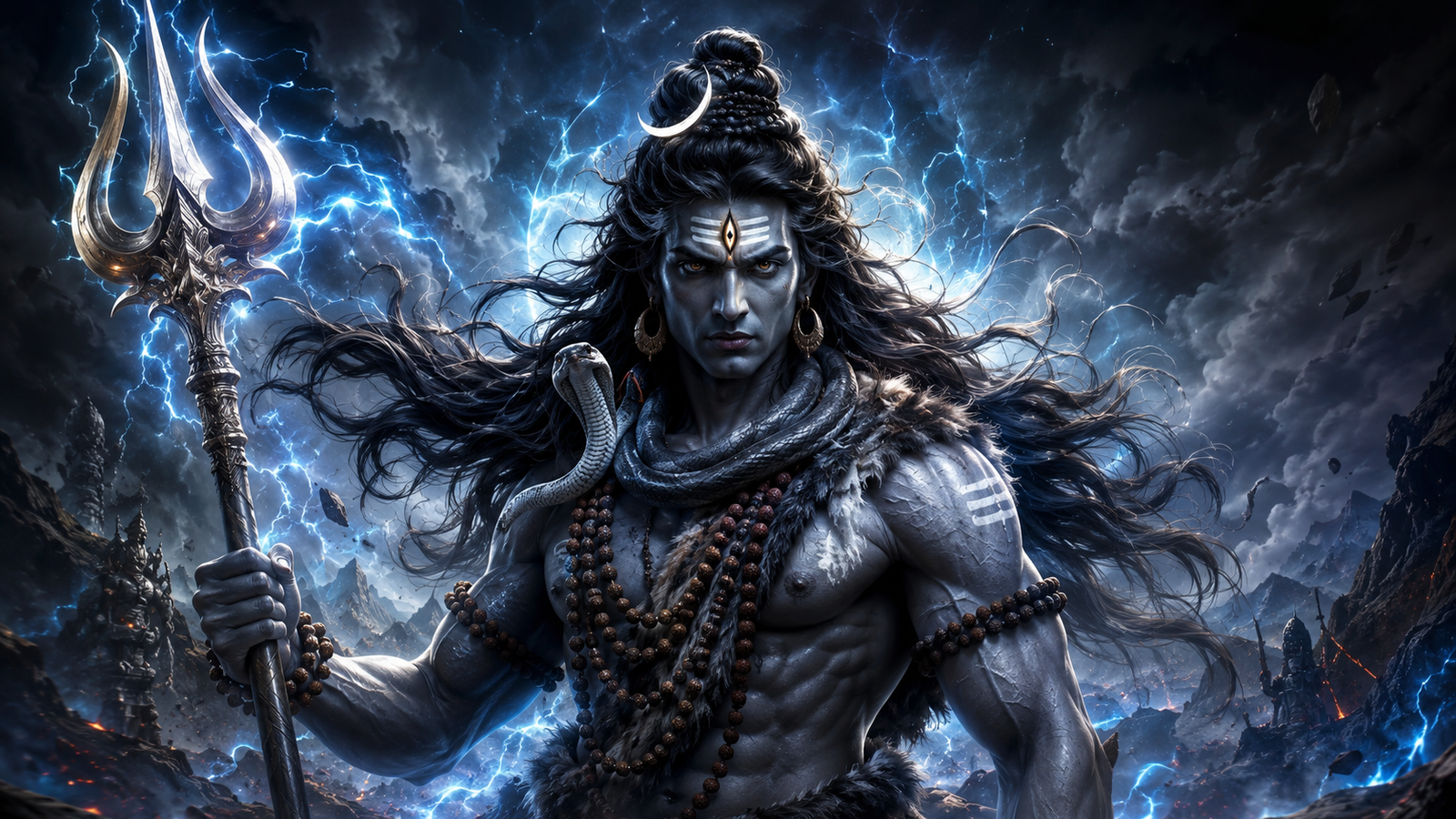 Baba Bholenath ka photo showing angry Rudra avatar with Trishul