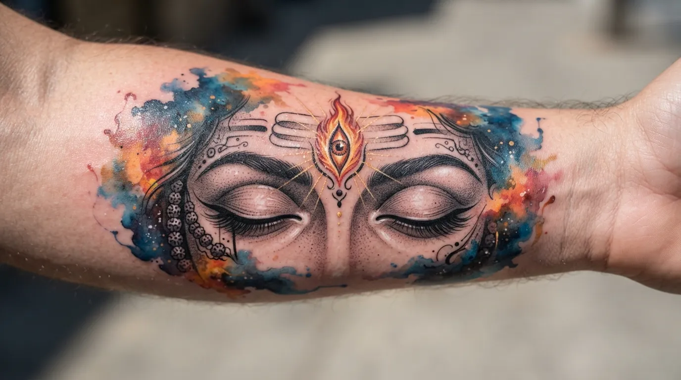 Sacred eyes of Lord Shiva bholenath tattoo photo on wrist