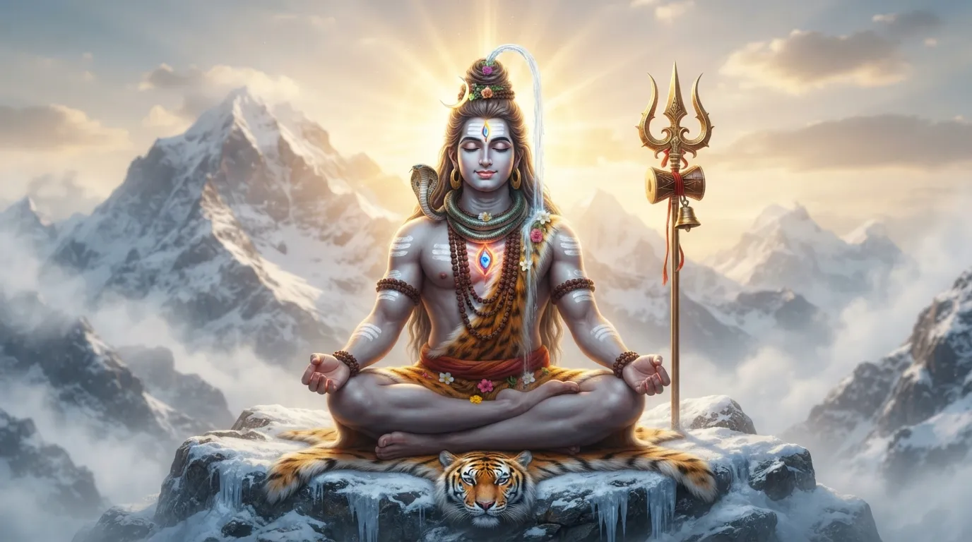 Lord Shiva meditating on Himalayas snow mountains Shiv DP for WhatsApp