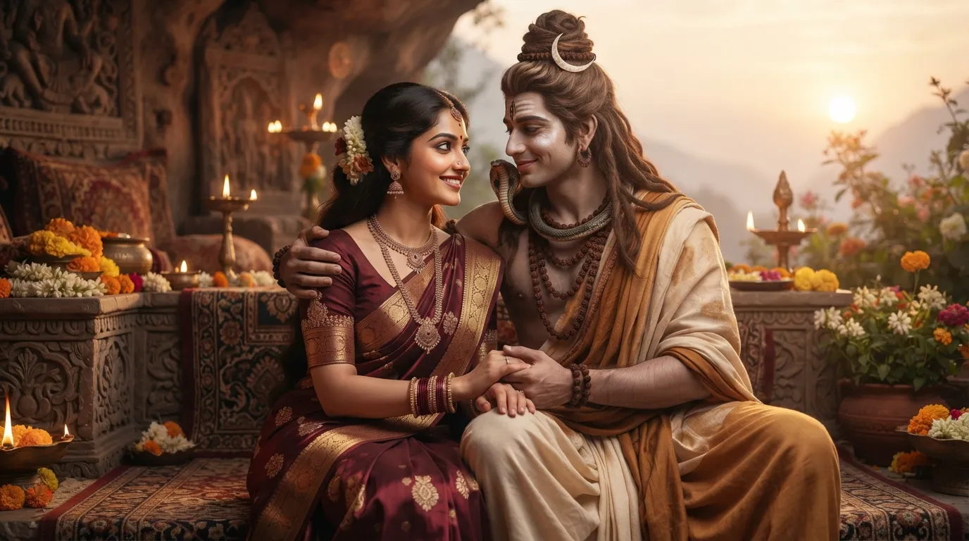 Shiv Parvati in a tender, loving embrace for profile picture