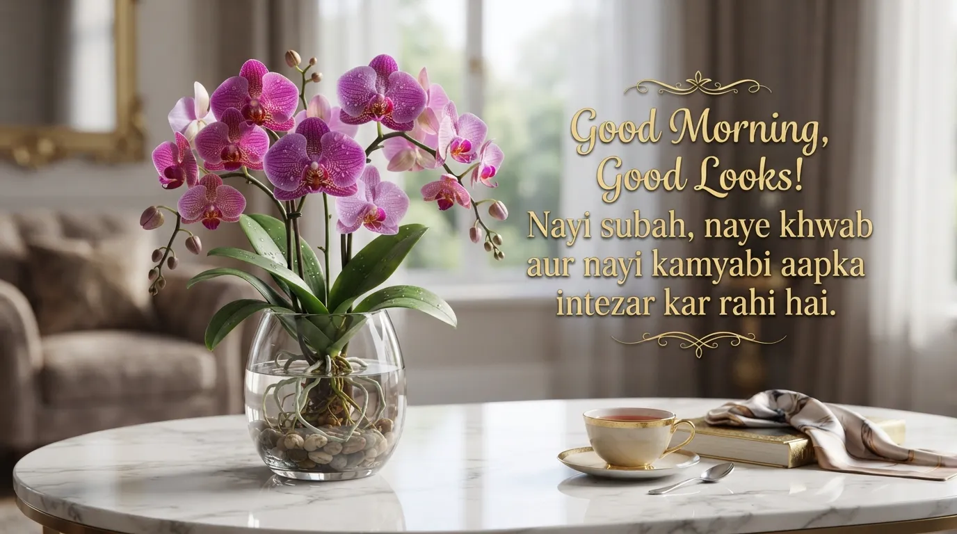 Elegant purple orchids good morning high quality image
