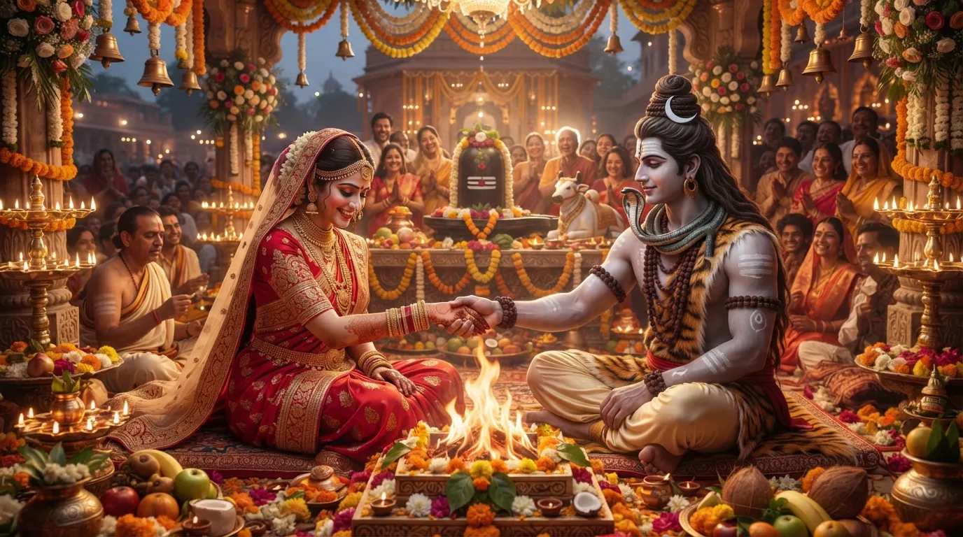 Holy marriage ritual of Shiv Parvati Shivratri images for celebration.