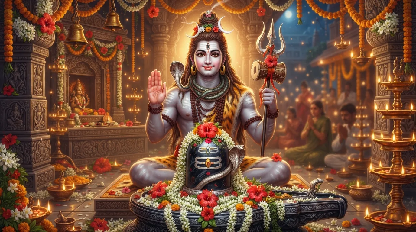 Maha Shivratri special shiv shankar with shivling image with blessing hand