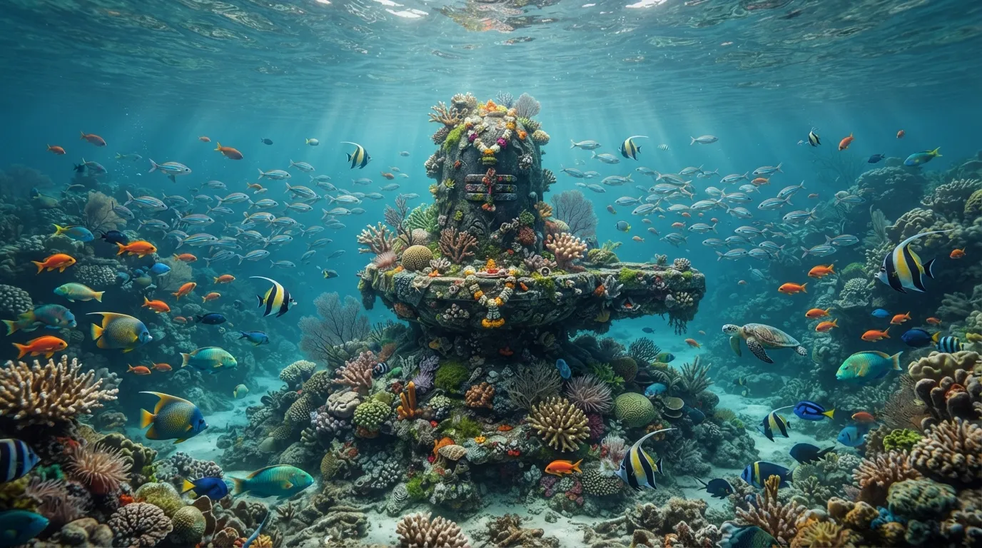 Large Shivling Covered in Coral Reef