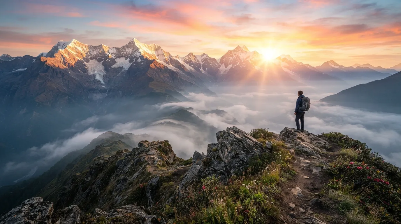 Good morning images god friday panoramic mountain sunrise view