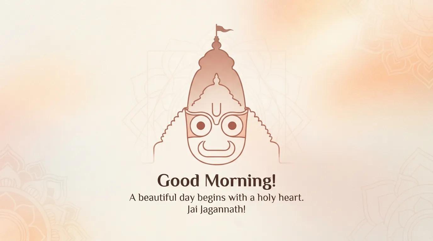 Minimalist silhouette art of Jagannath temple and idol for morning wishes.