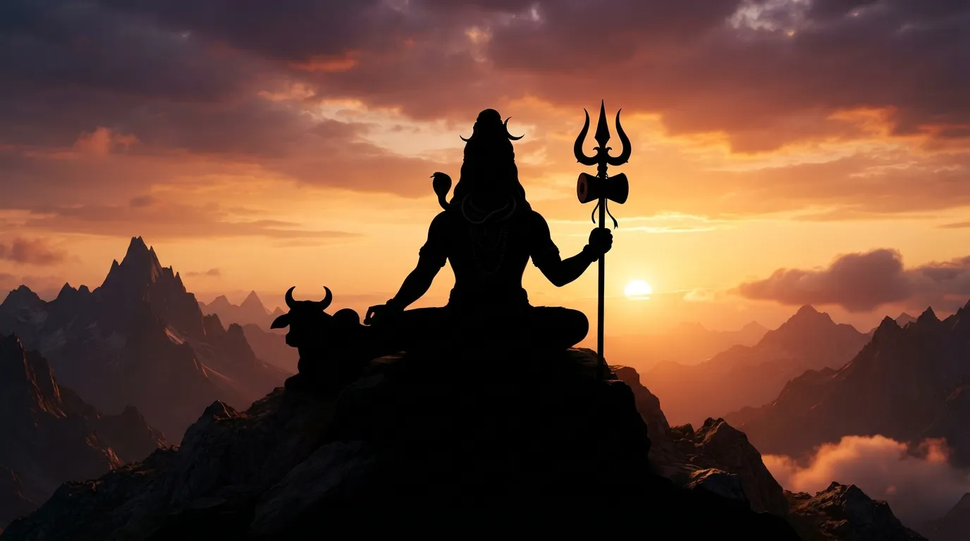 Minimalist sunset silhouette bhagwan bholenath ki photo
