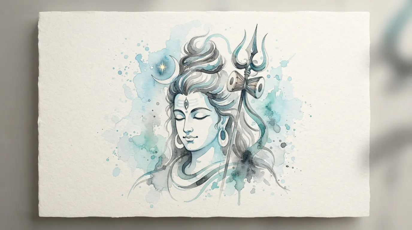 Minimalist watercolor painting of Lord Shiva HD 1080p free