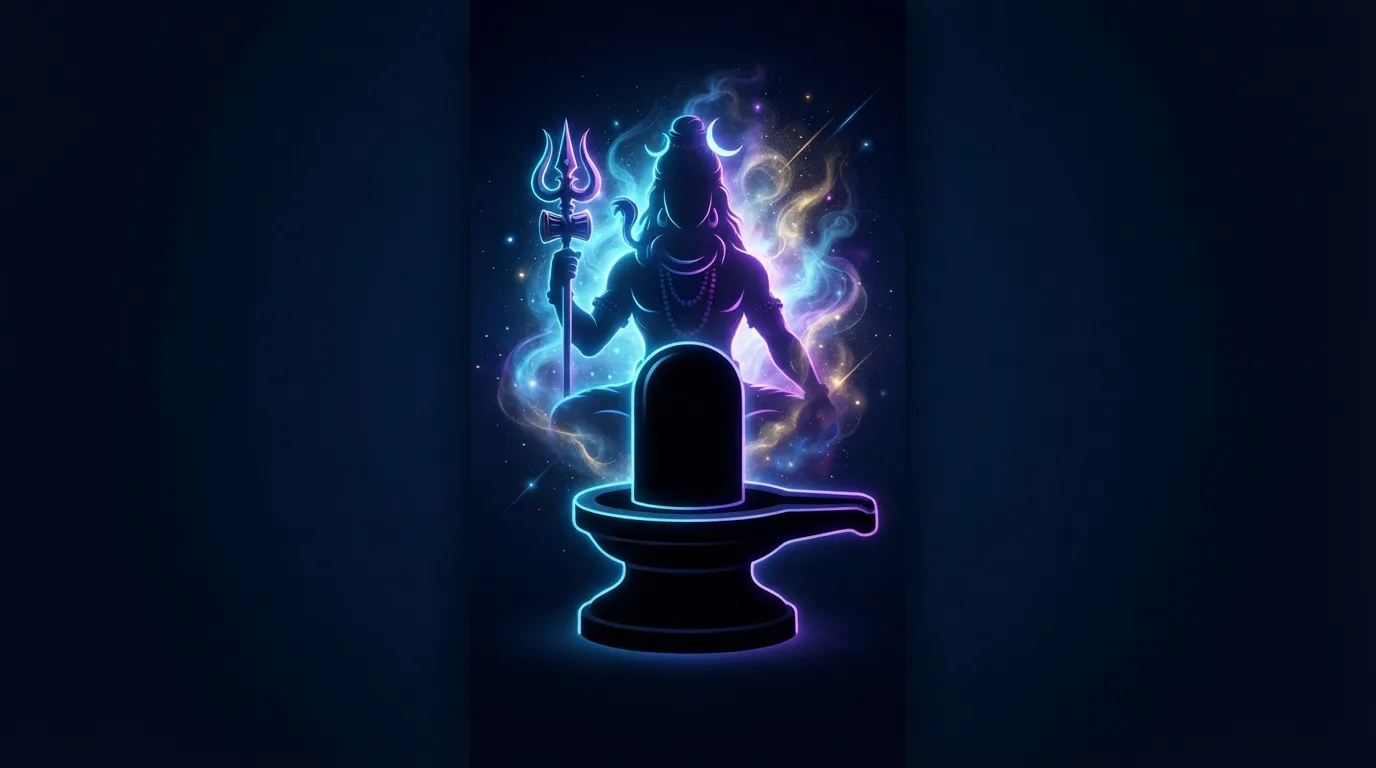 Minimalist graphic style shiv shankar with shivling image for mobile screen