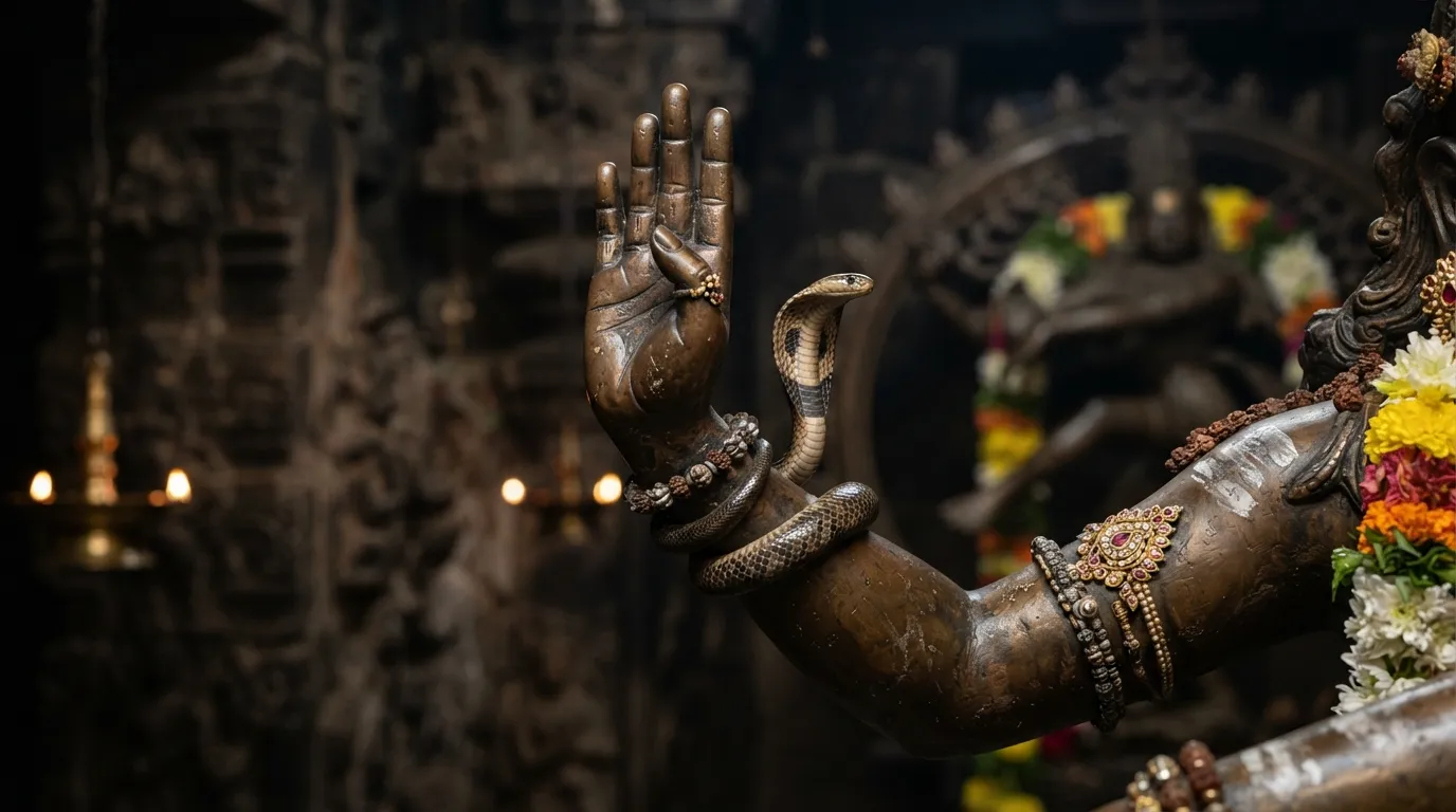Nataraja Shiva lower right hand showing the Abhaya Mudra gesture of fearlessness