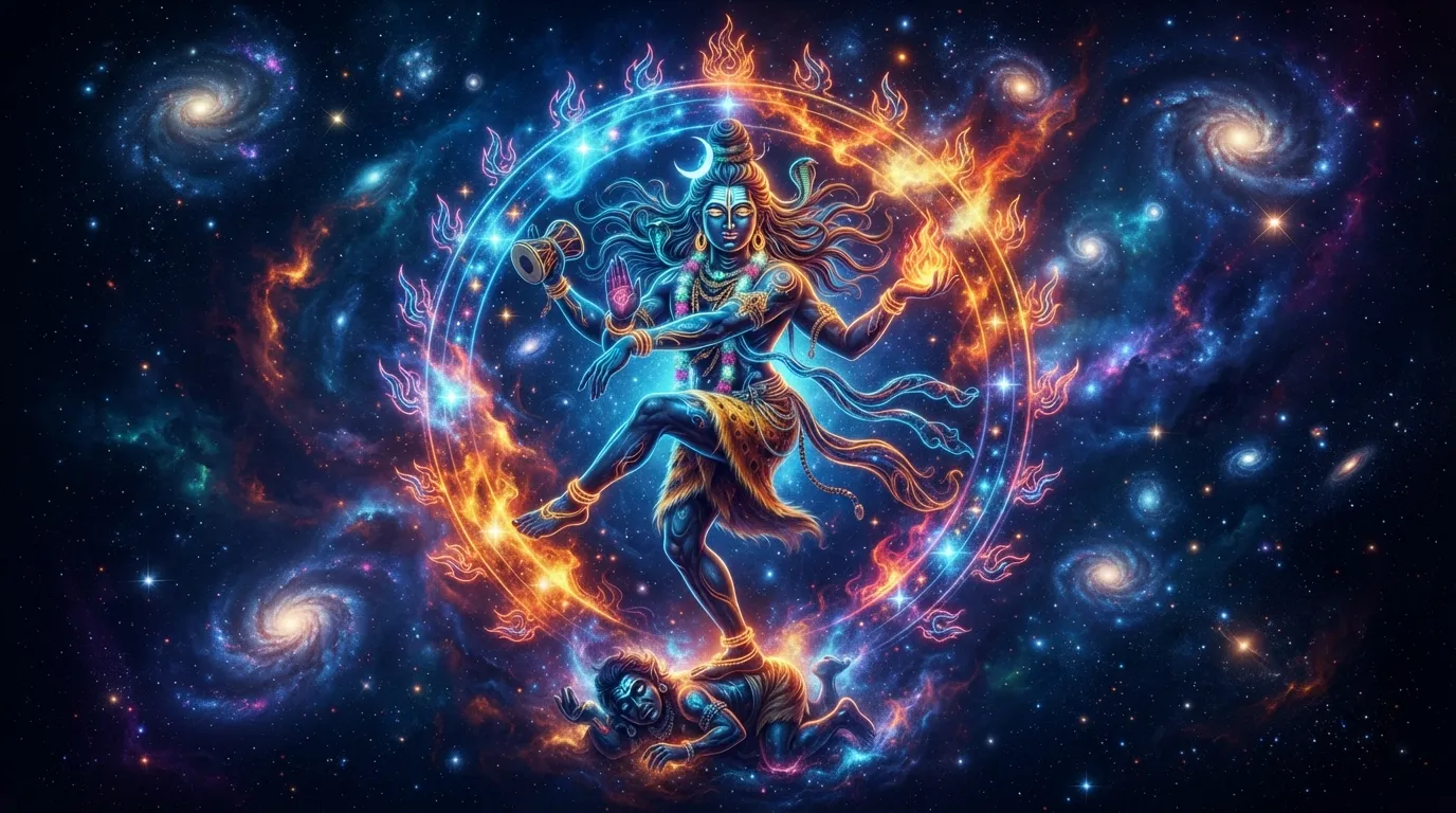 Lord Nataraja Shiva stone statue inside a traditional Indian temple sanctum