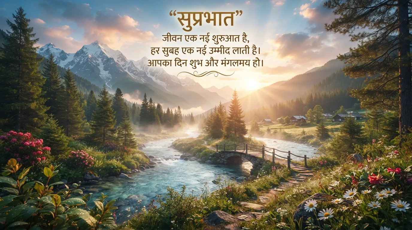 Nature background good morning images with quotes in hindi.