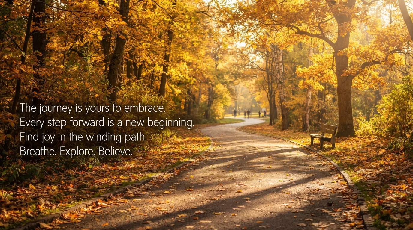 Sunlit path through a beautiful autumn park on a Tuesday morning.