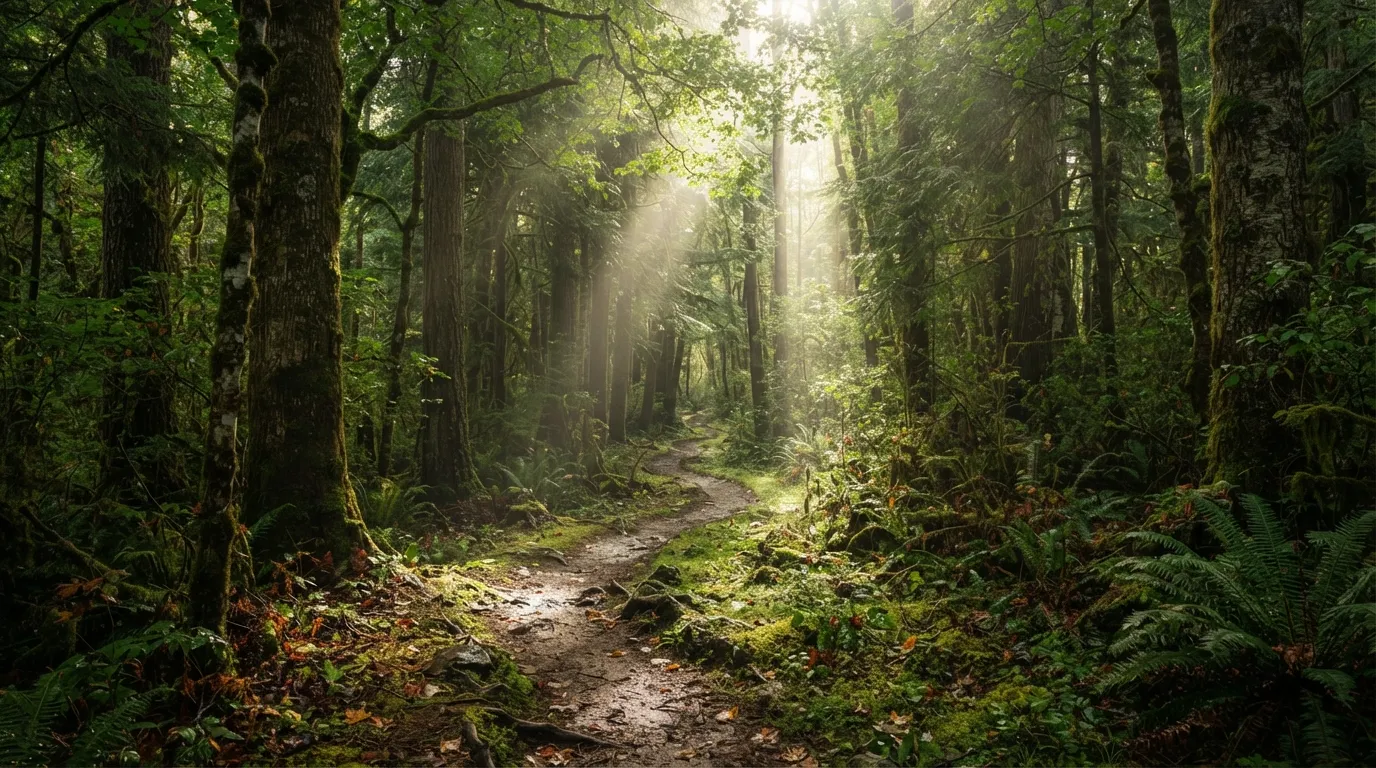 Beautiful pathway through a green forest for today good morning images of nature.