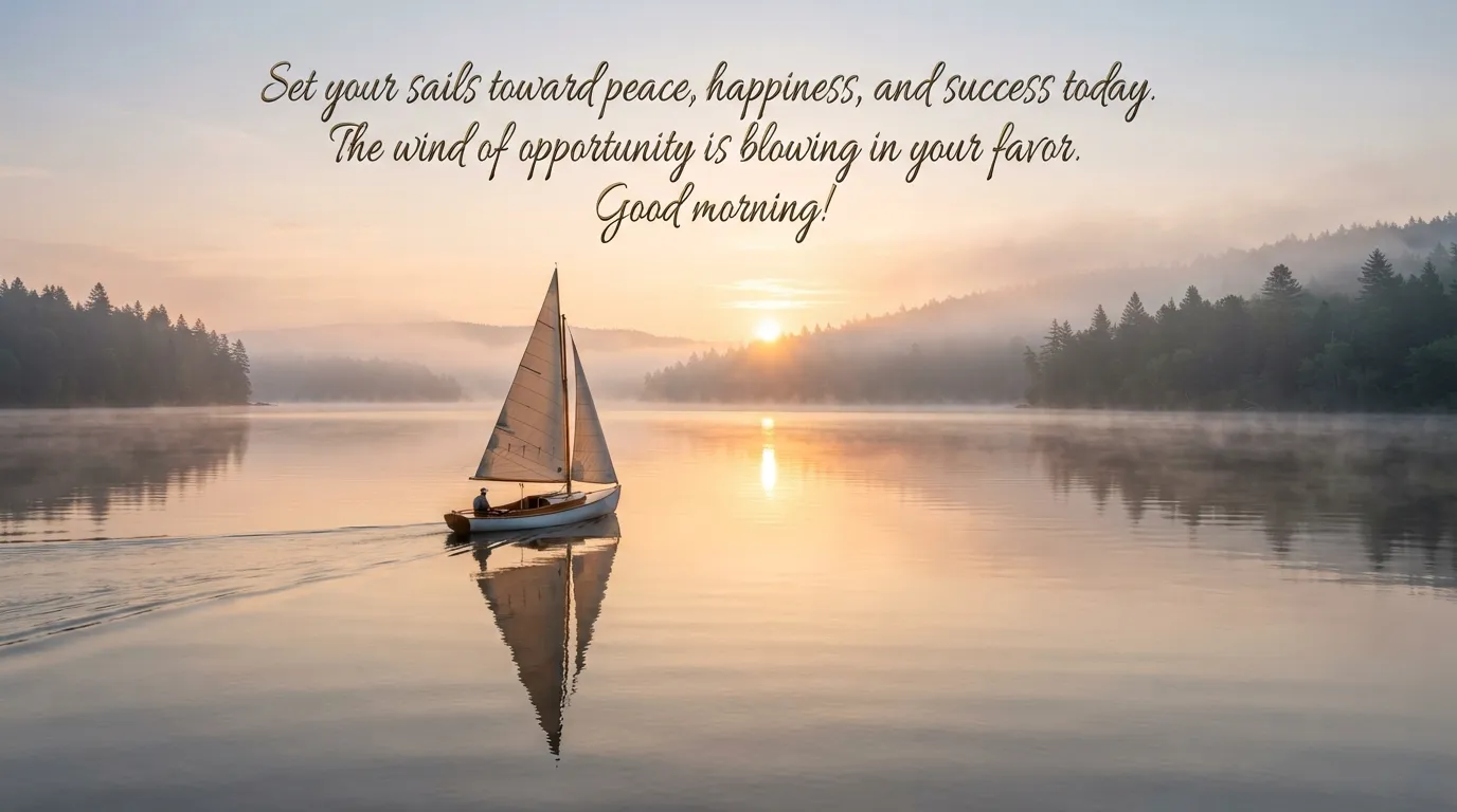 Thought good morning images with a lonely sailboat on a calm lake.