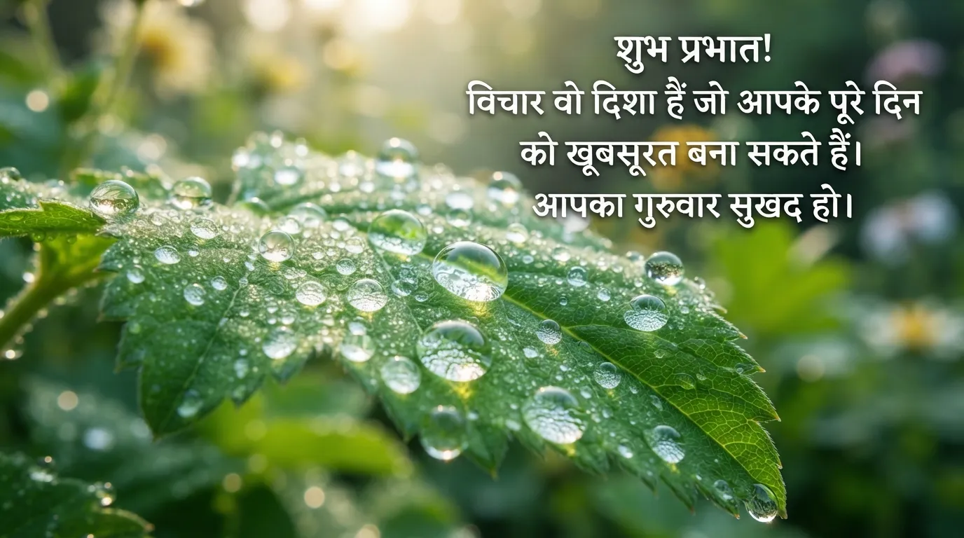 Beautiful green leaf with water droplets reflecting the morning sun.