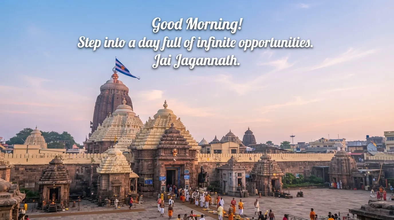 Majestic morning view of Sri Mandir Puri Jagannath temple entrance.