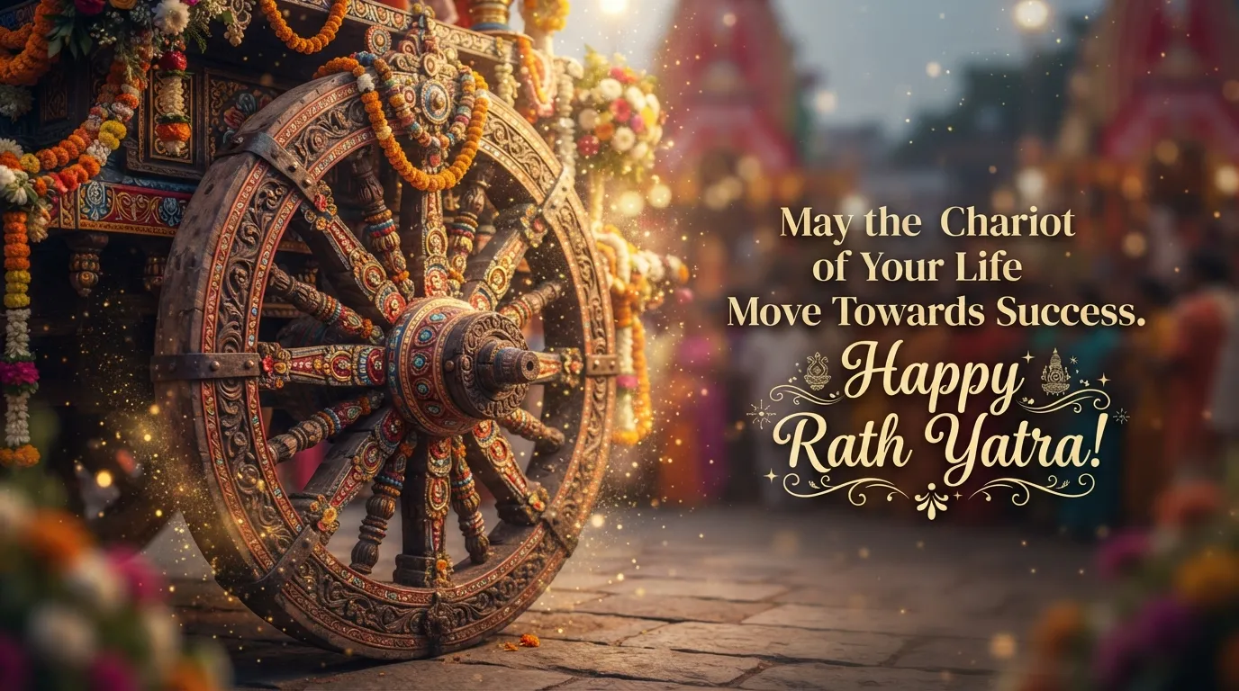 Creative Rath Yatra image with motivational success quote