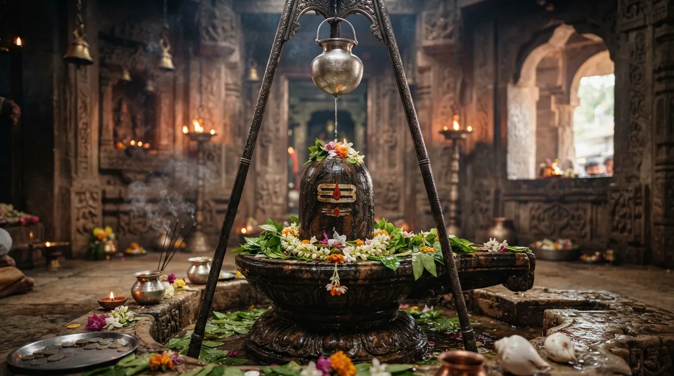 Vishwalingam Shivling brought by Lord Hanuman from Mount Kailash in Rameshwaram sanctum.