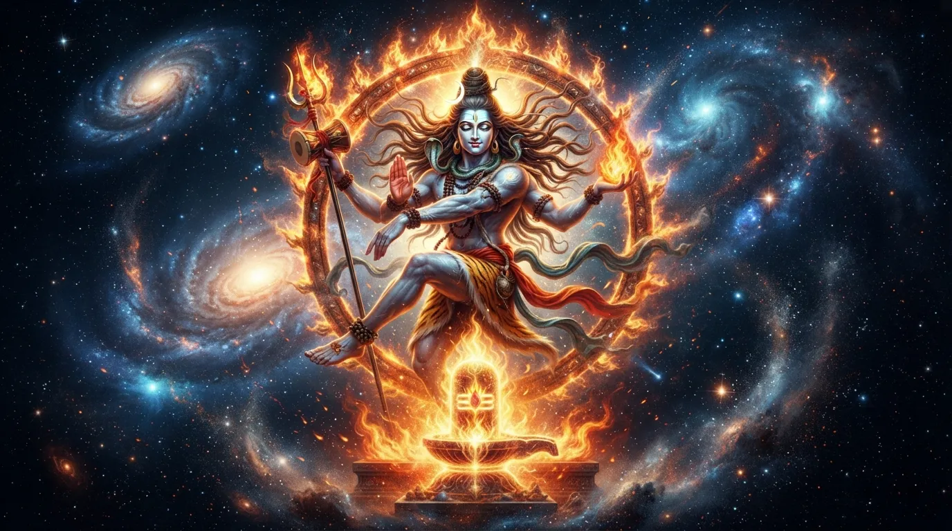 Dynamic shiv shankar with shivling image showcasing the cosmic dance